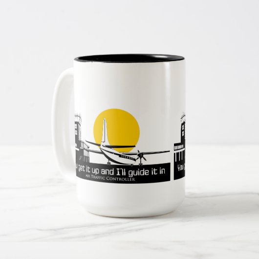 航空交通管制官のためのおもしろマグカップ ツートーンマグカップ (正面左)