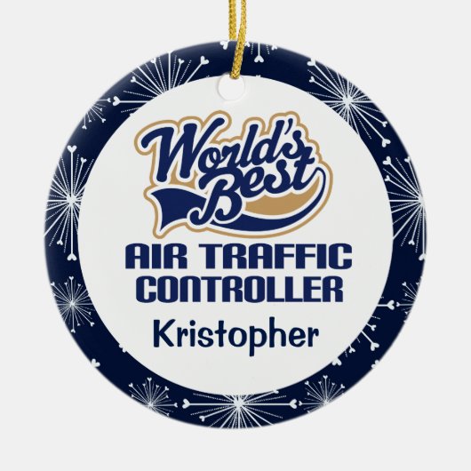 航空交通管制官のパーソナライズなオーナメント セラミックオーナメント (正面)