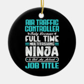 航空交通管制官の役職の職業おもしろい セラミックオーナメント (正面)