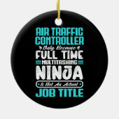航空交通管制官の役職の職業おもしろい セラミックオーナメント (裏面)
