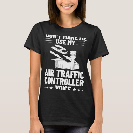 航空交通管制官飛行機長管制塔 Tシャツ (正面)