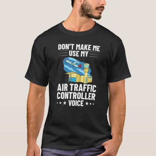 航空交通管制官飛行機長管制塔 Tシャツ (正面)