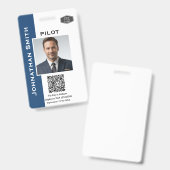 航空会社のパイロット用セキュリティID QRコード フォトID バッジ (正面＆裏面)