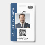 航空会社のパイロット用セキュリティID QRコード フォトID バッジ (正面)