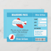 航空会社の搭乗券のバースデーパーティ招待状 招待状 (正面/裏面)