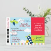 航空会社の飛行機チケットの誕生日パーティー招待状 招待状 (スタンド正面)