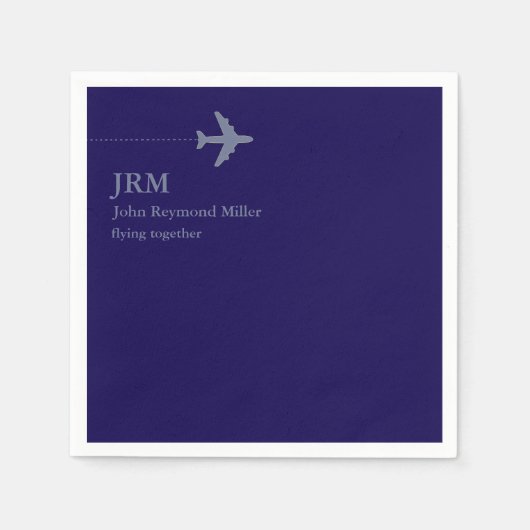 航空会社パイロットエアロの濃い青 スタンダードカクテルナプキン (正面)