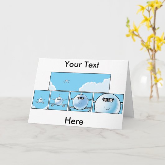 航空会社パイロット漫画グリーティングカード カード (黄色い花)