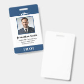 航空会社パイロット用写真付きセキュリティID バッジ (正面&裏面)