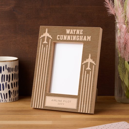 航空会社パイロット飛行学校卒業 レーザー彫刻フレーム (左)