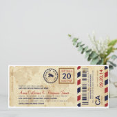 航空会社ボーディングパスチケット結婚式招待状 招待状 (スタンド正面)