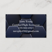 航空会社 プロフェッショナル モダン ブルー&ホワイト 名刺 (裏面)