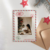 航空便かわいい3枚のフォトホリデーカード シーズンカード