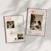 航空便かわいい3枚のフォトホリデーカード シーズンカード