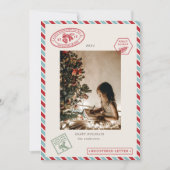 航空便かわいい3枚のフォトホリデーカード シーズンカード (正面)