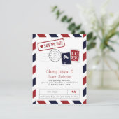 航空便のお祝いカード Save the Date 招待状 (スタンド正面)