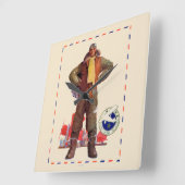 航空便のパイロット スクエア壁時計 (傾斜)