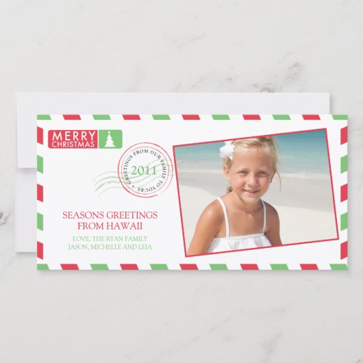 航空便の休日のグリーティングカード シーズンカード (正面)