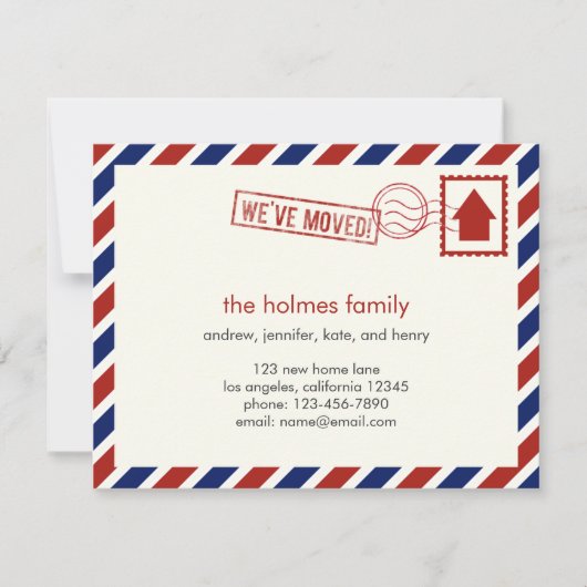 航空便の引っ越し案内 案内状 (正面)