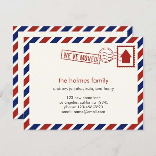 航空便の引っ越し案内 案内状 (正面/裏面)