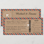 航空便の搭乗券スタイルの結婚式招待状と出欠確認 招待状 (正面/裏面)