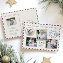 航空便ホリデー写真コラージポストカード