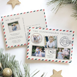 航空便ホリデー写真コラージポストカード シーズンポストカード