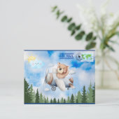 航空便飛んでいるはがき ポストカード (スタンド正面)