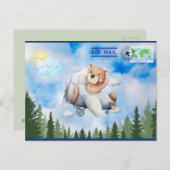 航空便飛んでいるはがき ポストカード (正面/裏面)