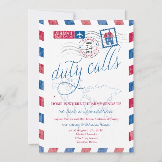 航空便 軍事関係者 ハワイへ移動のお知らせ 招待状 (正面)