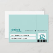 航空券のテント型座席カード 招待状 (正面/裏面)