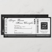 航空券の台紙　リネン　結婚式の招待状　ブラックボード 招待状 (正面/裏面)