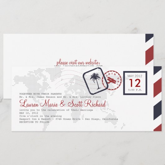 航空券の招待状 招待状 (正面/裏面)