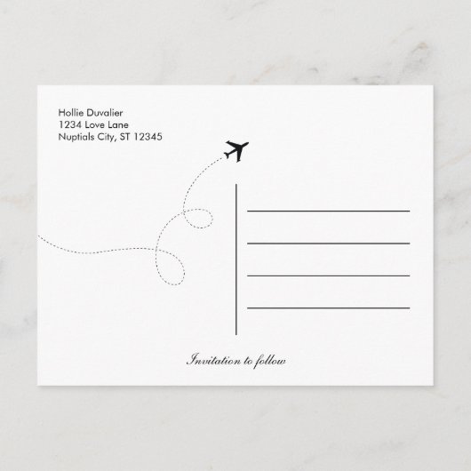 航空券の行先の日付ポストカード 案内ポストカード (裏面)