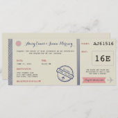 航空券の行先の結婚式招待状 招待状 (正面/裏面)