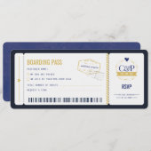 航空券スタイルの結婚式出欠確認カード 招待状 (正面/裏面)