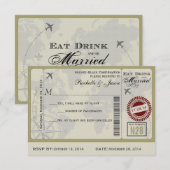 航空券 ウェディング 招待状返信 招待状 (正面/裏面)