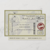 航空券 結婚式 出席確認 招待状 (正面/裏面)