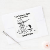 航空図解入りの、写真付きの機 スクエアシール (封筒)