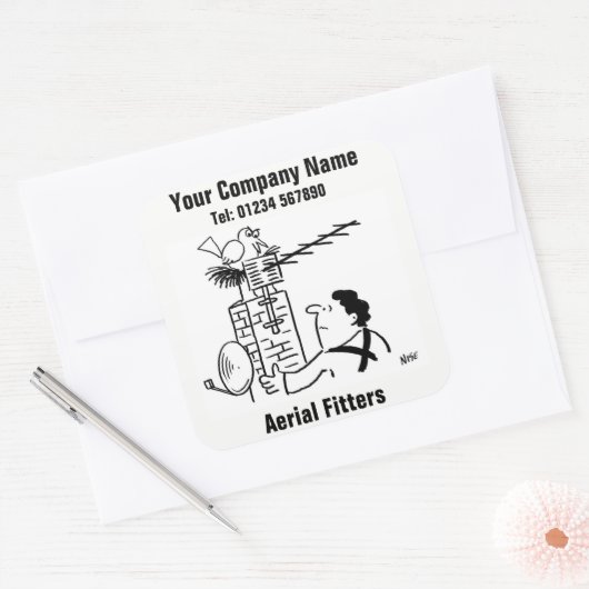 航空図解入りの、写真付きの機 スクエアシール (封筒)