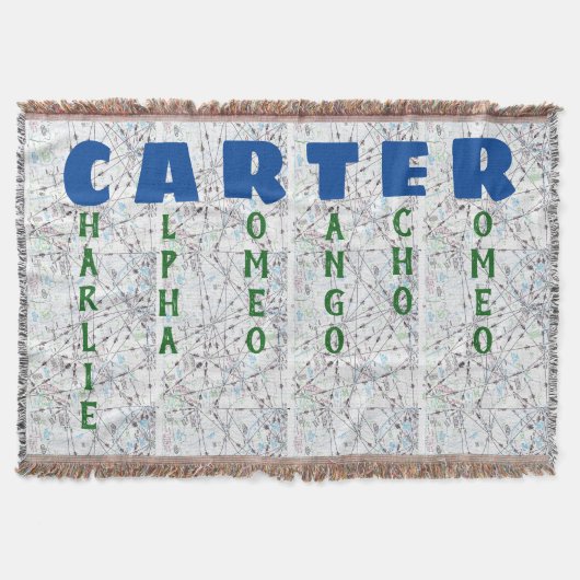 航空地図のパーソナライズな通話表 スローブランケット (正面)