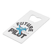 航空子供へ高飛んでいる未来パイロット飛行機 クレジットカード栓抜き (正面アングル)