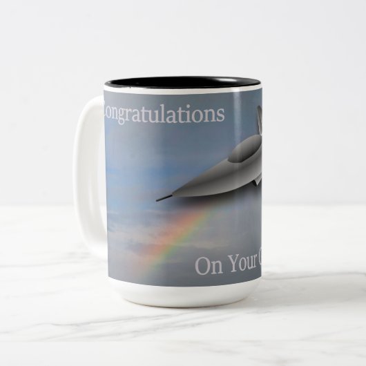 航空学校からの卒業 ツートーンマグカップ (正面左)