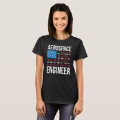 航空宇宙エンジニアリング米国旗航空宇宙エンジニアW Tシャツ (正面フル)
