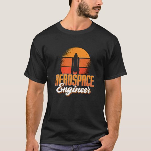航空宇宙技術者宇宙ロケットエンジニアリングレトロ Tシャツ (正面)