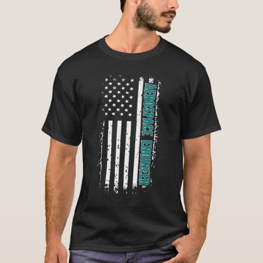 航空宇宙誇りを持った技術者USフラグ航空宇宙工学 Tシャツ (正面)