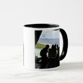 航空従事者が寄付品のパレットを押し出す マグカップ (正面右)