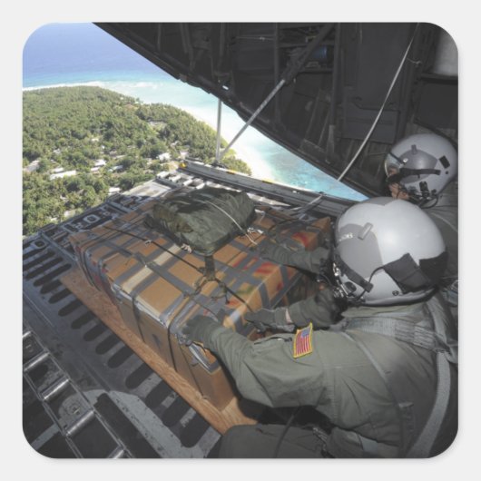 航空従事者は寄贈品のパレットを押し出す2 スクエアシール (正面)