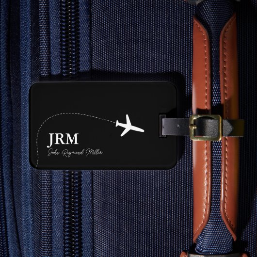 航空旅行用荷物タグ ブラック ラゲッジタグ (正面インサイチュ4)