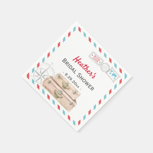 航空旅行 ブライダルシャワーテーブルデコ 赤い紙 スタンダードカクテルナプキン (角)